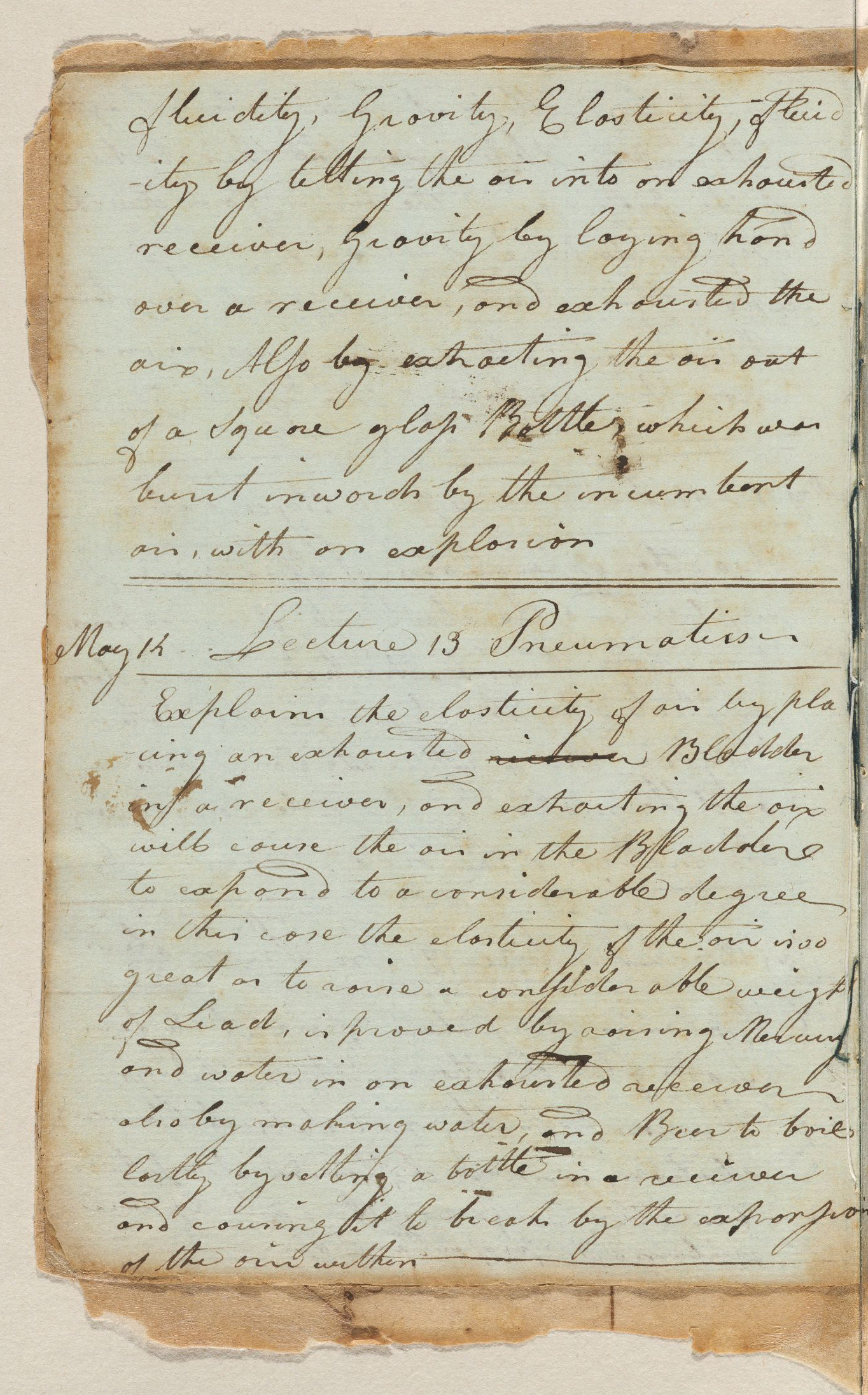 Epitome of Mr. [Samuel] Williams's Experimental Lectures, 1782, Harvard University