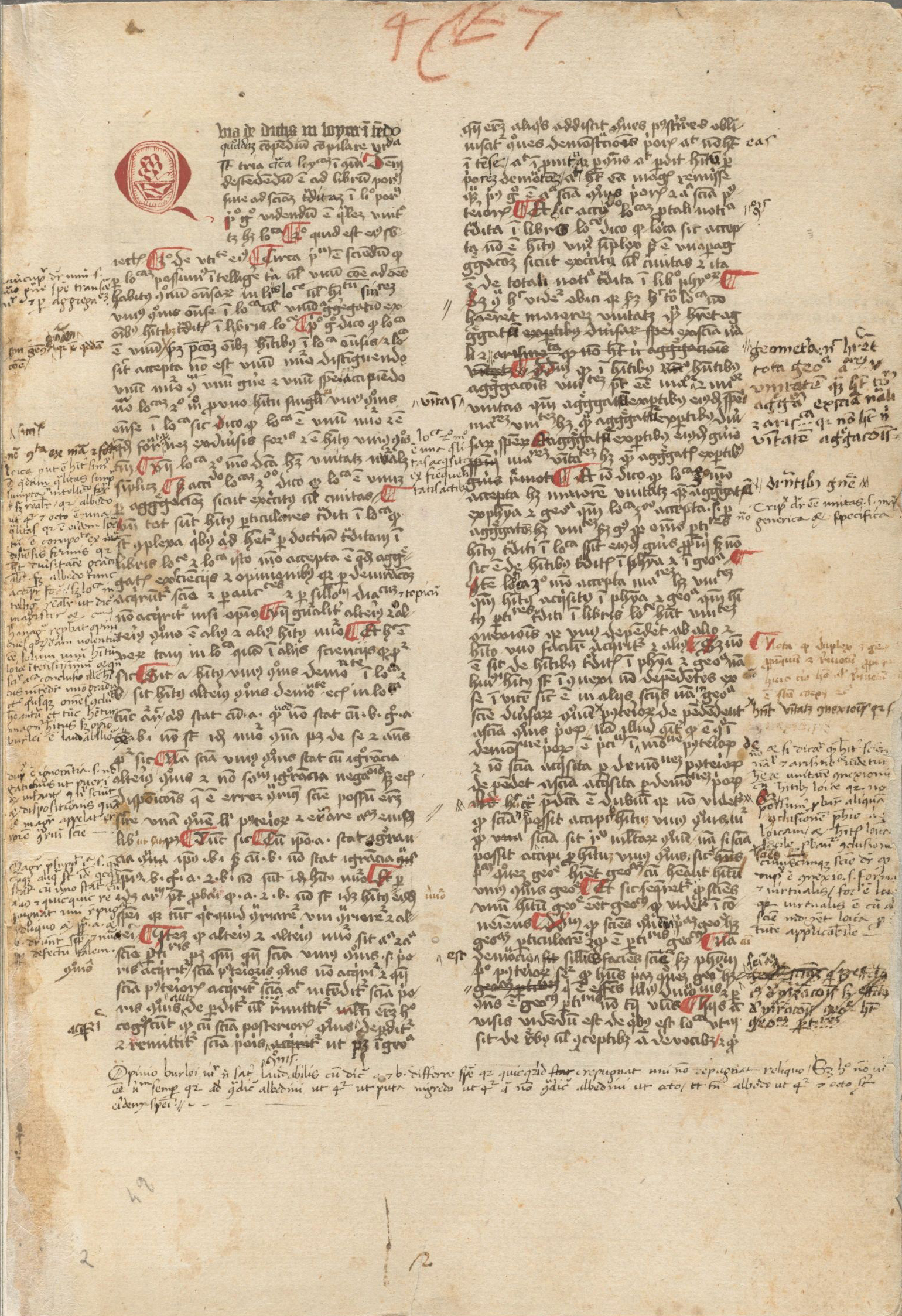 Burlaeus, Gualterus, 1275-1345? Expositio in artem veterem Porphyrii et Aristotelis : manuscript, 1442.