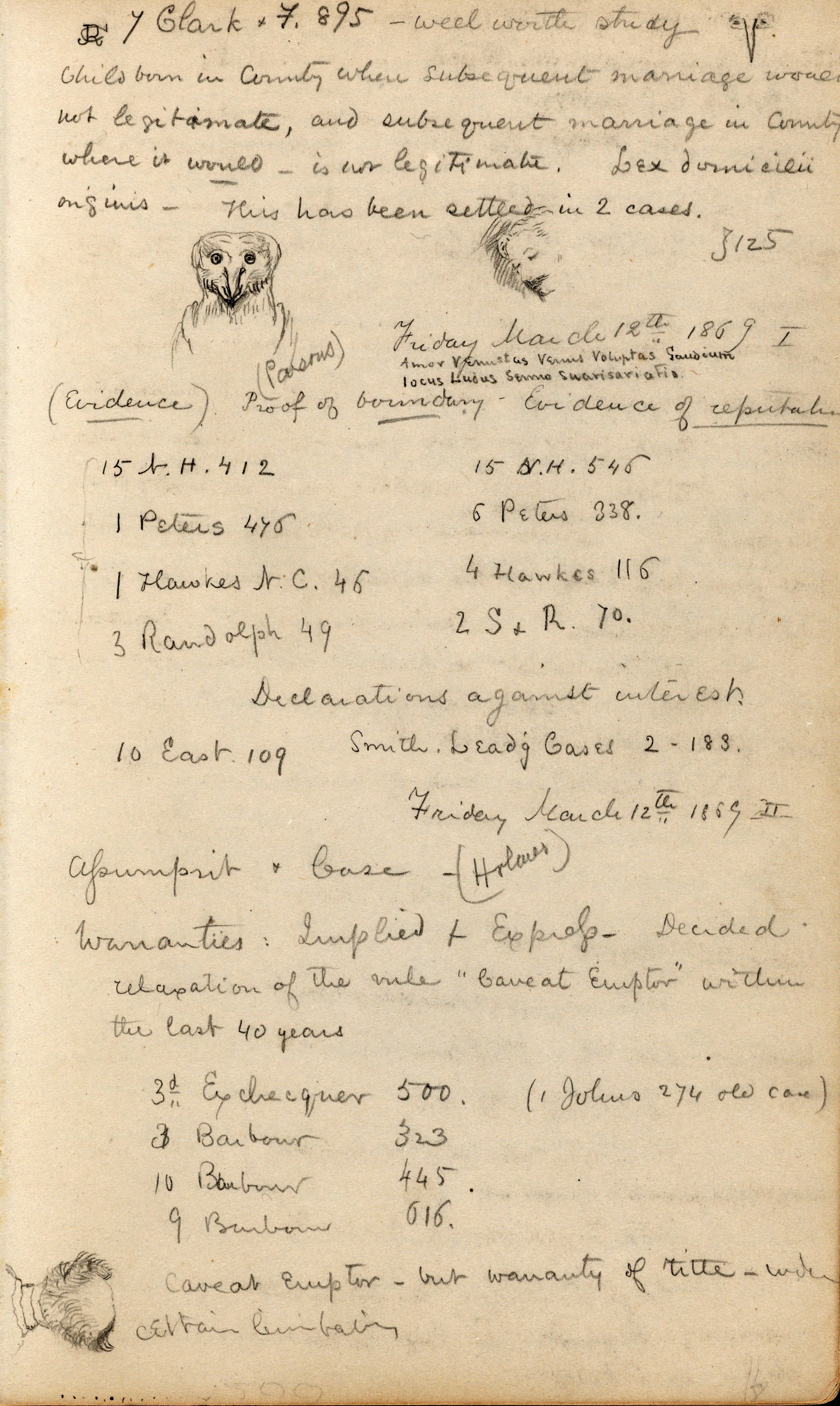Class Notes of Frederic Dodge (1847-1927) 1868-1869 Harvard Law School