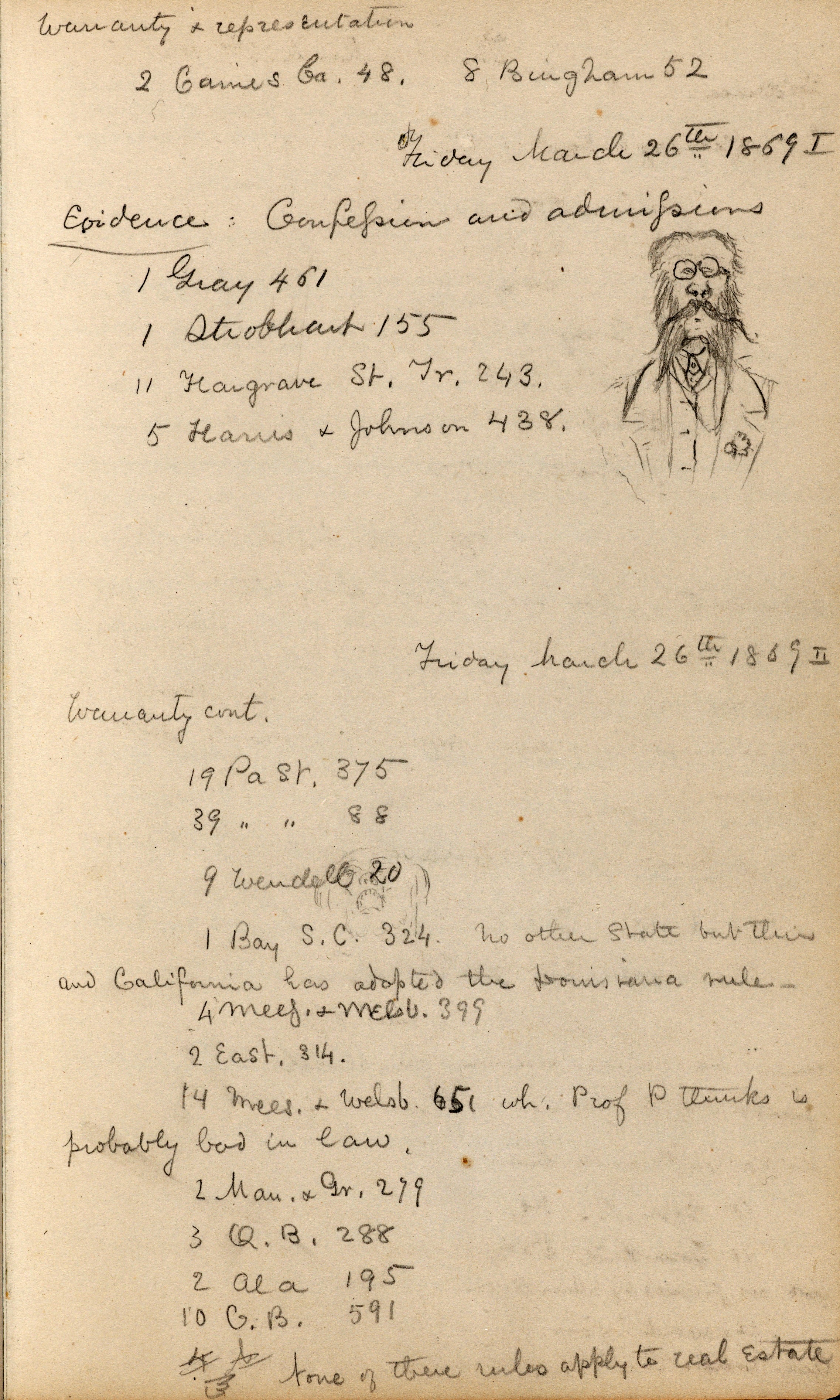 Class Notes of Frederic Dodge (1847-1927) 1868-1869 Harvard Law School