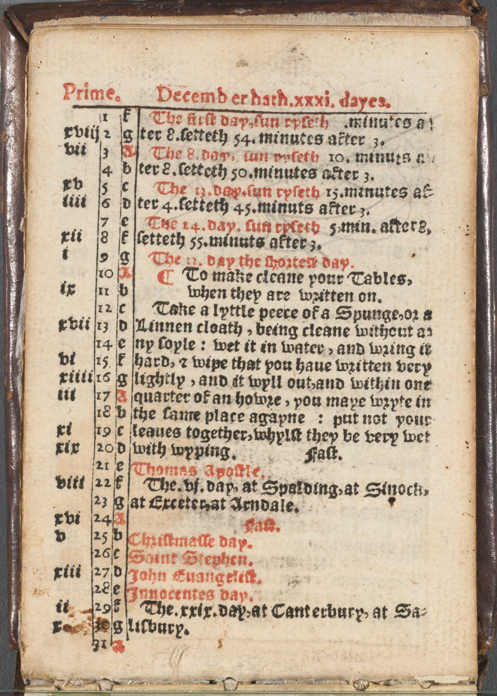 Writing tables with a kalender for xxiiii yeres 1581 London, England