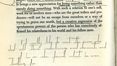 Written annotations in Rollo May's "Man's Search for Himself"