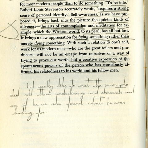 Written annotations in Rollo May's "Man's Search for Himself"