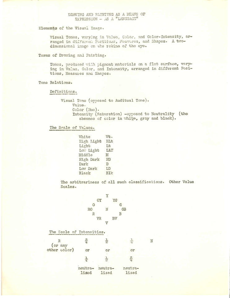 Lecture notes on color theory 1905-1949 Harvard University