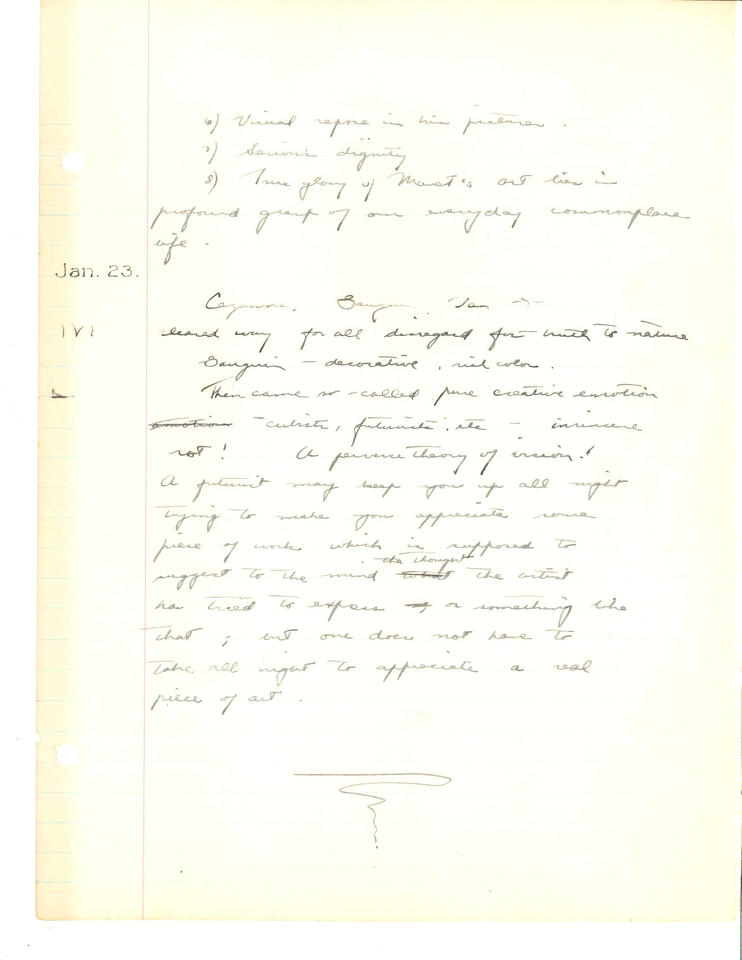 Class notes on "French Painting" 1922-1923 Harvard University