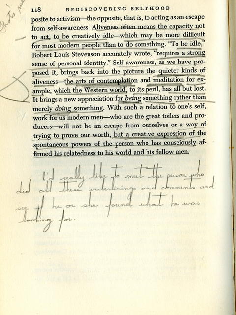 Written annotations in Rollo May's "Man's Search for Himself"