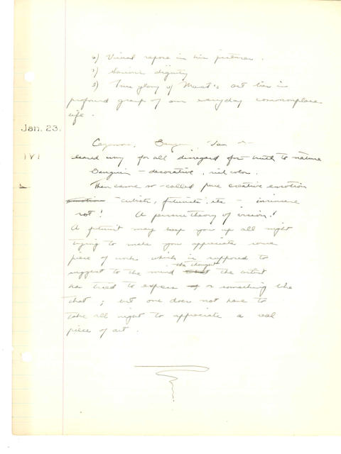 Class notes on "French Painting" 1922-1923 Harvard University