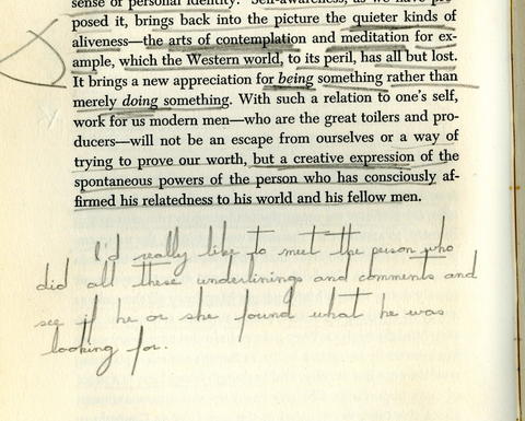 Written annotations in Rollo May's "Man's Search for Himself"