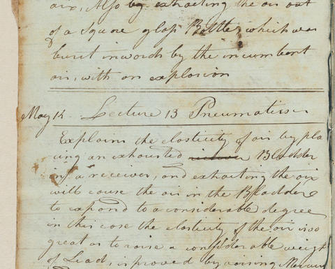 Epitome of Mr. [Samuel] Williams's Experimental Lectures, 1782, Harvard University